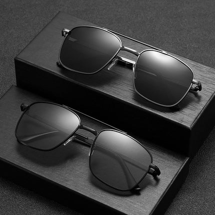 24 New Fashion double beam sunglasses men's polarized stainless steel sunglasses UV-proof driving frog glasses YJ
