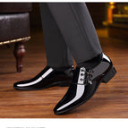 Black leather cotton shoes / 38