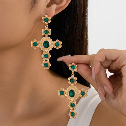 European and American Fashion Foreign Trade Jewelry Women's Personality Simple Retro Temperament Cross Earrings Earrings Cross Border Earrings