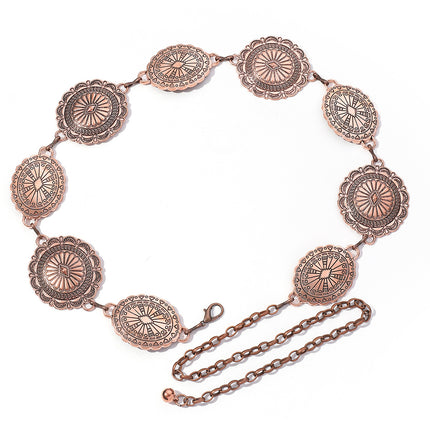 European and American high-end fashion metal waist chain retro Bohemian style Joker waist chain exaggerated single circle waist chain wholesale