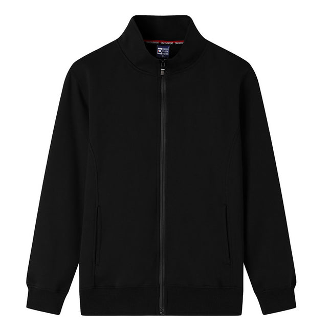 Autumn and winter stand collar sweater custom work clothes long sleeve mobile phone shop men's and women's work cardigan plus velvet coat logo