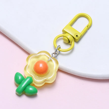 Tulip Flower Keychain Handmade DIY Small Fresh Cute Key Ring Bag Hanging Sweet Student Gift