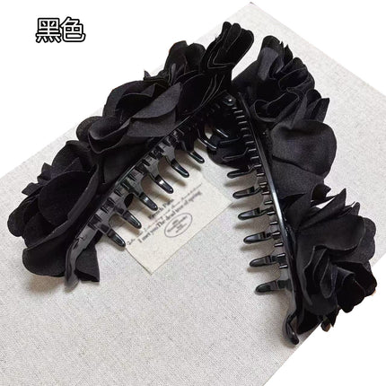In Stock, Yi Mengling's Same Style Seaside Mermaid-Shaped Oversized Red Rose Flower Banana Hair Clip Accessory