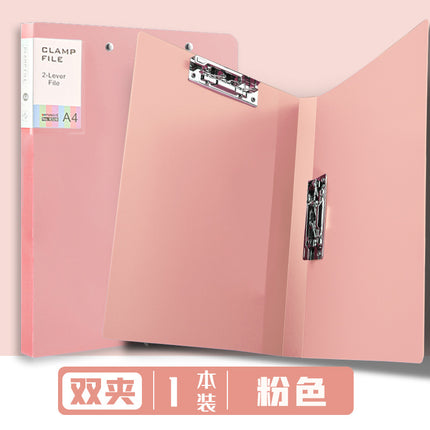 Morandi Double Strength Clip A4 Folder Students Use Loose-leaf Test Paper to Receive Office Data Plating Folder