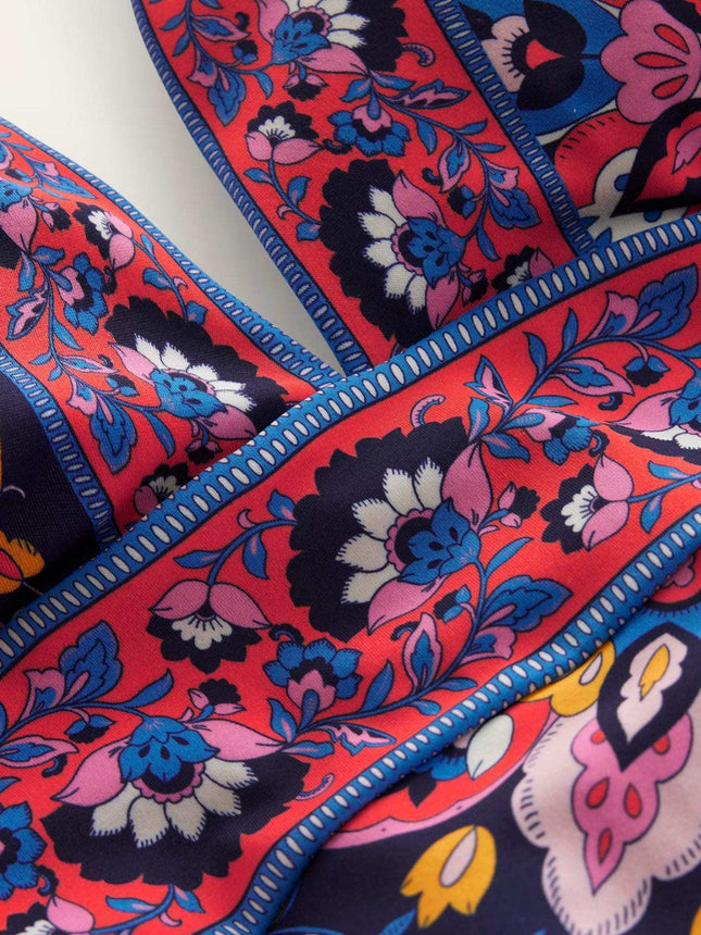 2025 new European and American sexy backless deep printed one-piece swimsuit Amazon foreign trade explosions