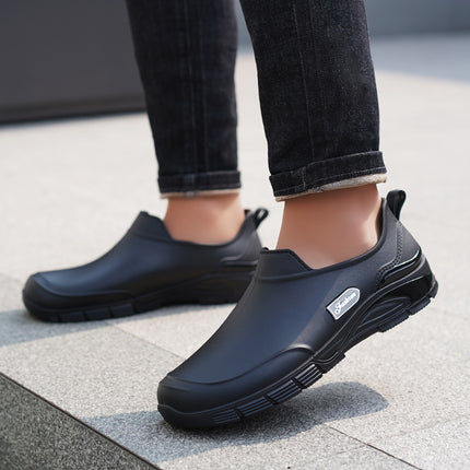 Men's Short Rain Boots, Non-Slip, Waterproof, Fashionable Rain Boots, Velvet Warm Rubber Shoes, Fishing Short-Tube Work Water Shoes, Overshoes