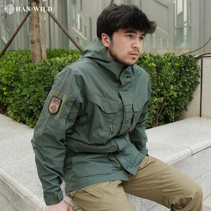 Hanye Outdoor Tactical Windbreaker Mid-Length M65 Jacket Spy Shadow Men's Waterproof Autumn and Winter Jacket