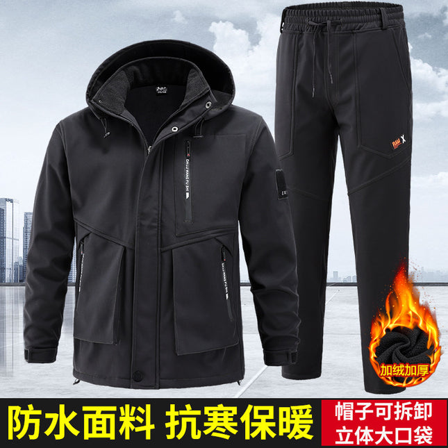 Outdoor assault clothing suit autumn and winter men's fleece-lined thickened cold-proof windproof waterproof warm cycling mountaineering suit