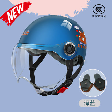 3C Certified Motorcycle Helmet Summer Collision Avoidance for Boys and Girls Aged 6-14 Four Seasons Universal Electric Vehicle Safety Helmet