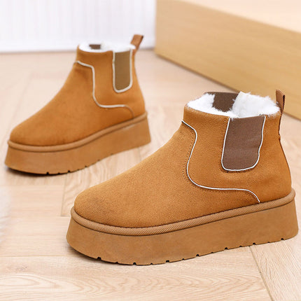Cross-Border Winter Large Size Cotton Boots for Women 2025 New Warm Fleece-Lined Cotton Boots Thick Sole Heightening Fashion Cotton Boots for Women