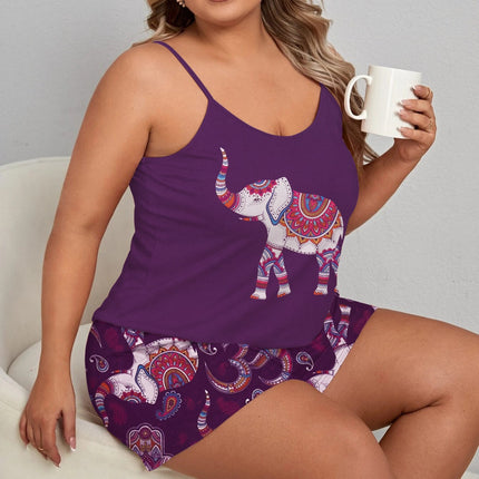 Foreign trade wholesale spring new sexy printed comfortable suspender shorts European and American pajamas suit cross-border home clothes for women