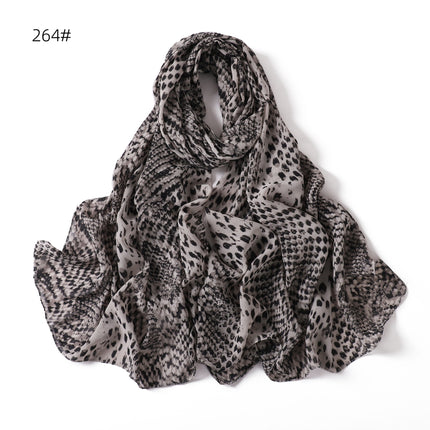 New foreign trade ink printing pearl chiffon scarf breathable soft leopard print floral wrap long towel 258-267