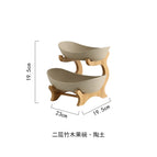 Double-layer fruit plate-clay [ceramic style]