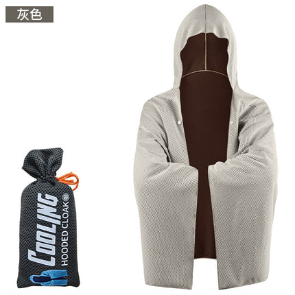 Outdoor sports cold sunscreen cloak large quick-drying hooded beach bath towel absorbent sunshade shawl cold towel