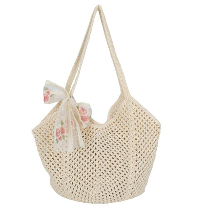 Large-Capacity Bag for Women 2025 New Versatile One-Shoulder Seaside Vacation Beach Bag Woven Straw Commuter Tote Bag