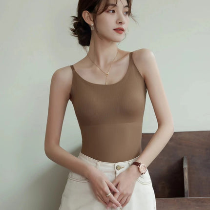 Summer Thin Seamless Underwear with Beautiful Back Design, Integrated Anti-Gravity Lifting Bra, Women's Gathered Soft Support Vest