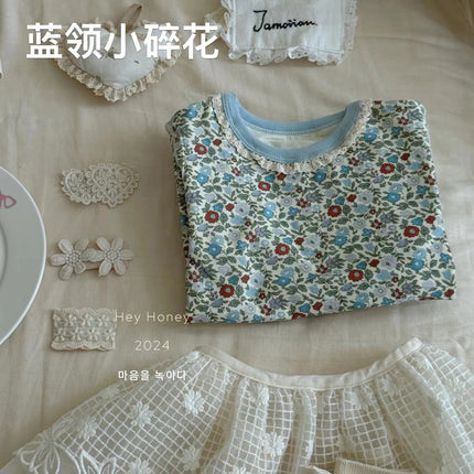 Spot Large and Small Roll Heyhoney24 Lycra Cotton Boys and Girls Autumn Clothes Intimates Printed Home Clothes Pajamas Two-Piece Set