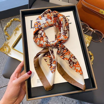 70cm Imitation Silk Square Scarf Fashion All-match Silk Scarf Professional Scarf Korean Style Neck Protection Scarf Decorative Small Square Scarf