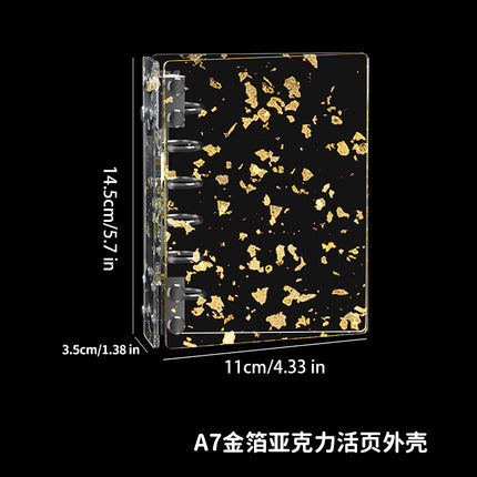 Cross-Border Spot Transparent Acrylic Loose-Leaf Book with Removable Shell Fantasy Gold Foil A7M5 Handbook Folder