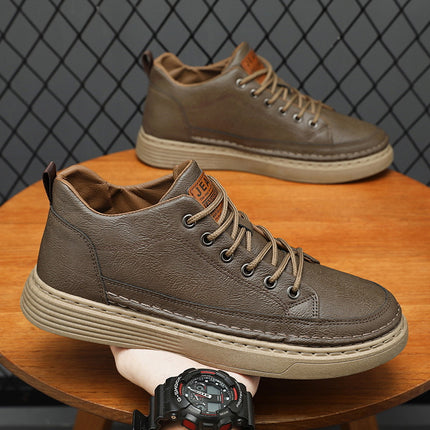 2025 Autumn Men's Shoes Versatile Casual Sneakers Men's Korean Style Trendy Black Leather Shoes Sports Casual Shoes