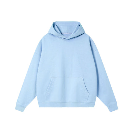 Spring and Autumn Heavy 380g Big terry Shoulder Hooded Sweater Women's American Fashion Brand Loose Solid Color All-match Couple Hoodie
