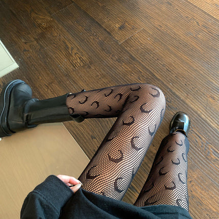 Internet Celebrity Retro Sexy Lace Pantyhose Gray Fishnet Stockings Spider Pattern Black Silk Fine Mesh Black Leggings