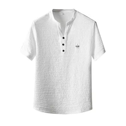 2025 New Style Thin Casual Sports suit Men's Summer Chinese Style High-end V-neck Embroidery Slim-fit Short-sleeved Two-piece Set