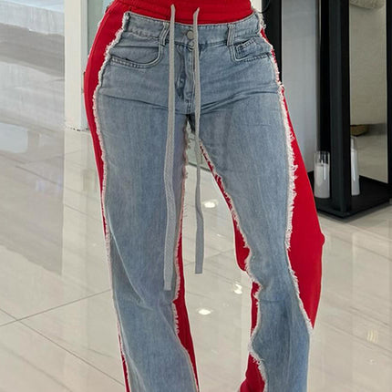 D8709 New Products on Aliexpress and Amazon, European and American Fashion, Unique Women's Clothing, Women's Pants, Patchwork Jeans for Sale