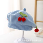 Cherry fruit beret-light blue / 3-48 months