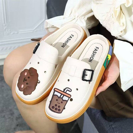 Croc Shoes Spring and Autumn Slippers for Women's Outer Wear Internet Celebrity Fashion Beach Shoes Soft Sole Casual Non-Slip Toe-Cap Women's Shoes