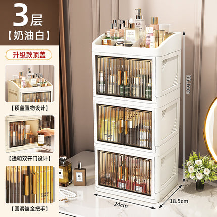 Cross-border Acrylic Folding Cosmetic Storage Box Multi-layer Double Door Desktop Dustproof Desk Storage Box