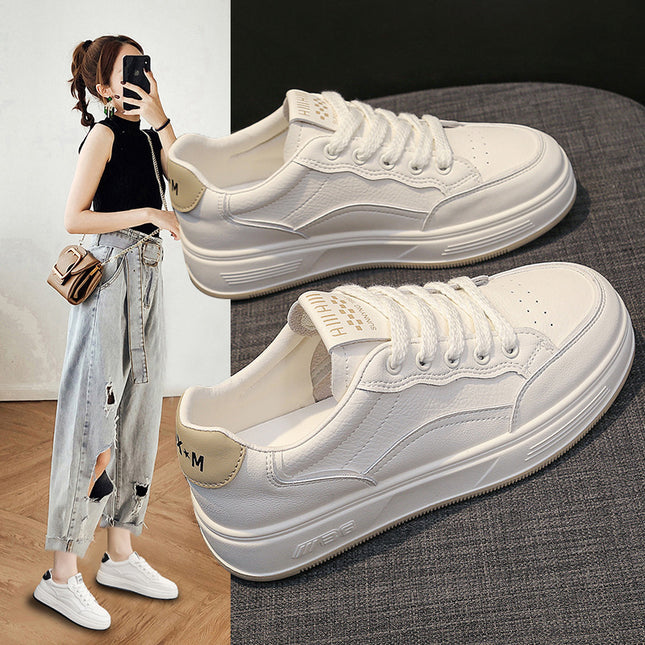 Genuine leather soft bottom comfortable white shoes for women 2024 spring new versatile Korean style low-top casual single-layer shoes for women sneaker