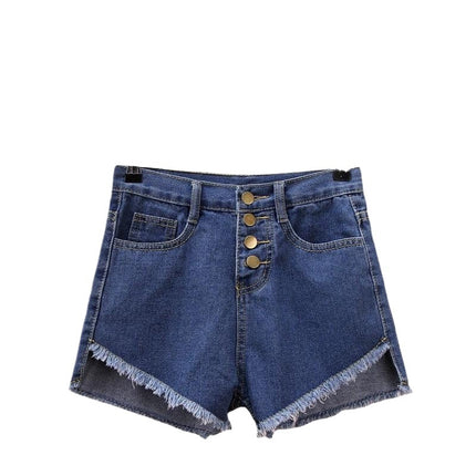 Dropshipping New Summer Style with Holes in Front, Short in Back and Long in Back, A-Line Sexy Denim Shorts That Look Slimmer