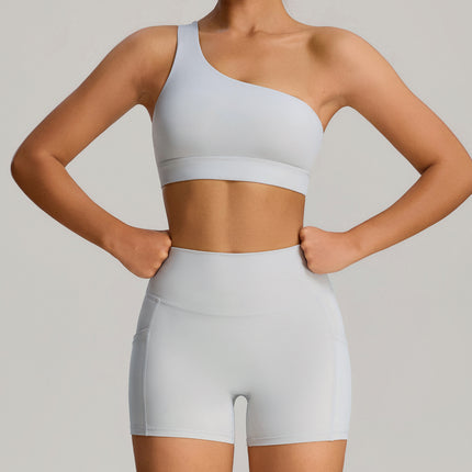 Spring and Summer 2025 New Sportswear suit Women's Oblique Shoulder Sexy Yoga Clothes suit Hot-selling Fitness Clothes in Europe and America