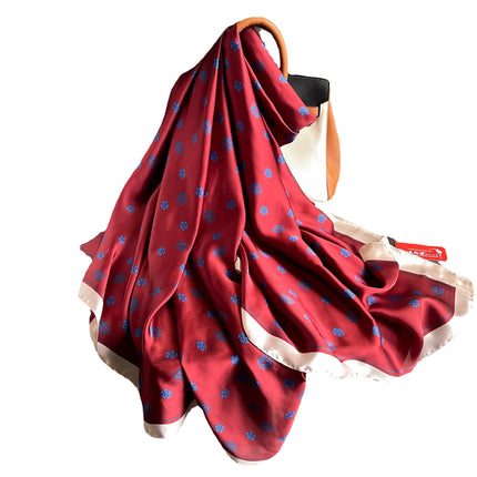 Korean style Small Three Tea Flower thin outer sunscreen shawl brocade satin scarf travel beach towel artificial silk scarf