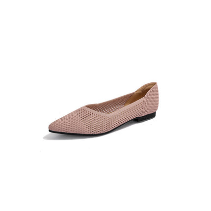 Japanese Princess Shoes Women's Pointed Shallow Mouth Flying Woven Hollow Knitted Shoes Soft Bottom Casual Flat Bottom European and American Foreign Trade Summer