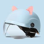 One size fits all / Summer helmet frosted blue + summer helmet transparent mirror + accessories (rabbit ears pink)