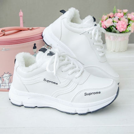 Sneakers Women's Shoes Spring 2022 New ins All-match Running Shoes Winter Fleece-added Cotton Shoes Casual White Shoes