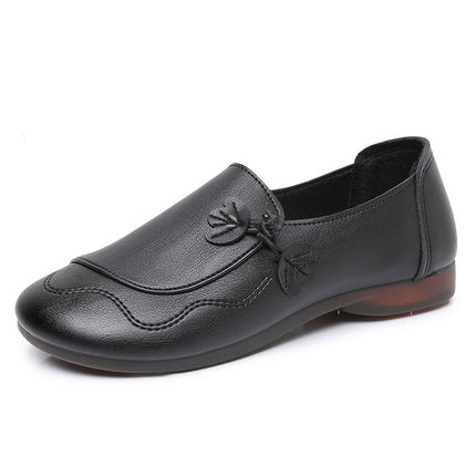 2026 Mom's Shoes: Soft Sole, Comfortable, Non-Slip, Middle-Aged Leather Shoes, Flat Shoes for Middle-Aged and Elderly Women, Spring and Autumn Style