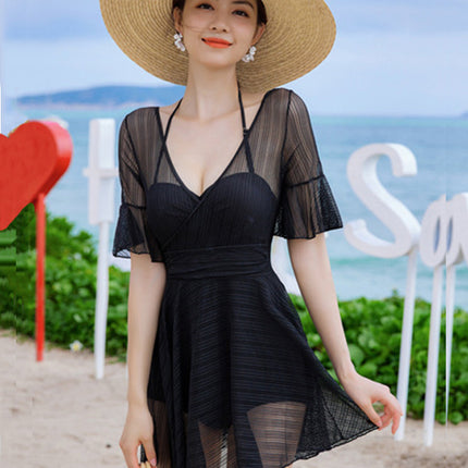 Women's Swimsuit 2026 New Summer Skirt-Style One-Piece Conservative Slimming Tummy-Covering Underwire High-End Sexy Hot Spring Bathing Suit