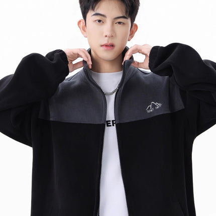 Men's Sweatshirt 2025 New Winter American Style Couple's Drop Shoulder Loose Jacket Autumn and Winter Fleece Zipper Cardigan