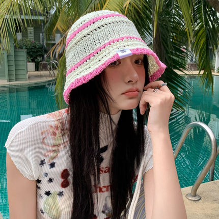 Colorful Straw Fisherman Hat Women's Summer Face Showing Small New All-match Straw Hat Beach Sunshade Sun Hat Trendy
