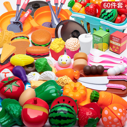Cross-border Children's Play-house Fruit Chicing Simulation Kitchen Stove Girl Vegetable Cake Pizza Toy suit