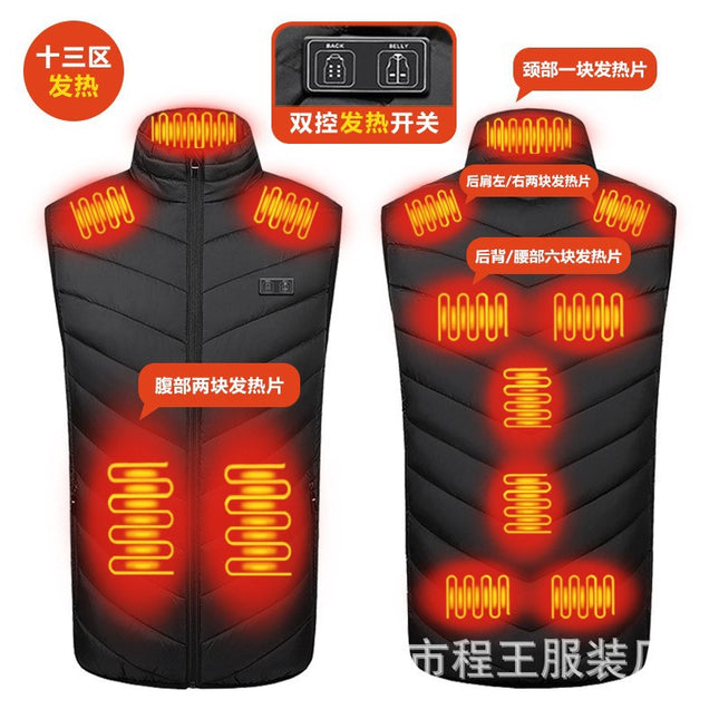 New Smart Heating Vest Dual-Control Constant Temperature Warm Outdoor Heating Clothing for Men and Women, Cold-Proof and Warm Electric Heating Vest for Women