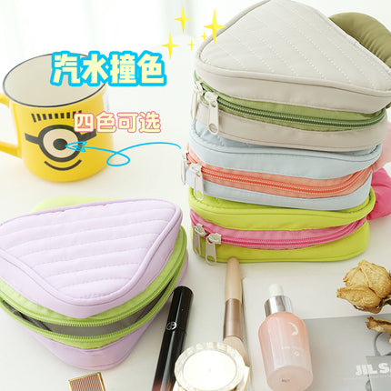 New Color-Blocked Makeup Bag, Large Capacity, High Aesthetic Toiletry Bag, Portable Travel Storage Bag, Versatile Macaron Color
