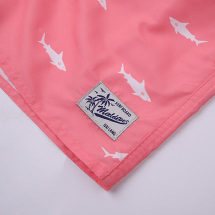 Gailang Men's Small Shark Quick-Drying Beach Pants Can Be Used in the Water for Casual Dopamine Surfing with Lining Three-Point Shorts