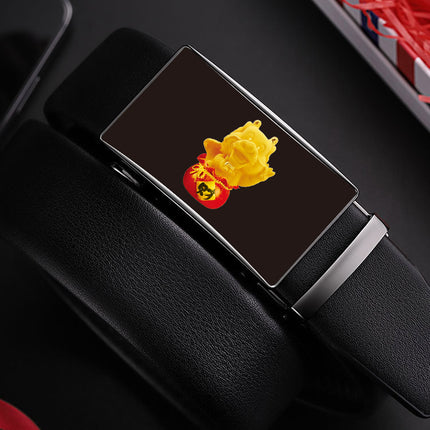 Men's gift box 3D belt automatic buckle belt alloy buckle supermarket wear-resistant non-peeling Korean business