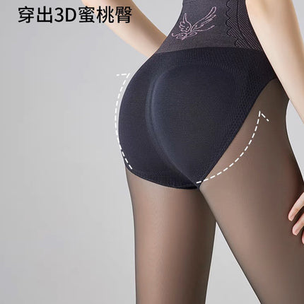 Black Silk Stockings Women's Naked Skinny Leg Pants Black Skin-transparent Leg Artifact fleece-lined Autumn and Winter Natural Fake Skin-transparent Leggings