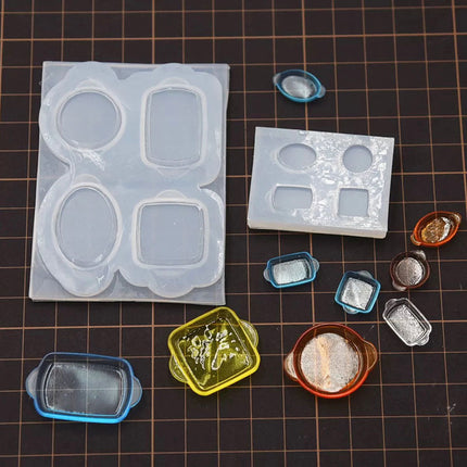 Mini Plate Tray Silicone Mold DIY Crystal Glue Uv Glue Food Toy Fruit Bottom Tray Handmade Mold