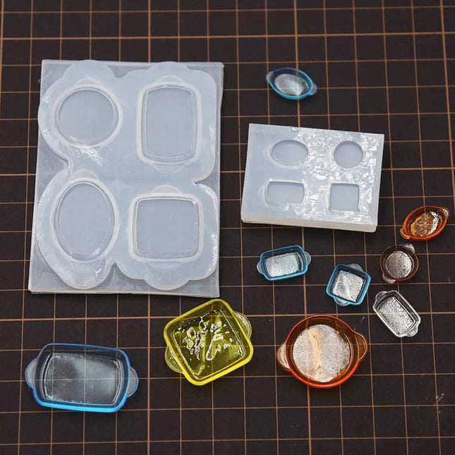 Mini Plate Tray Silicone Mold DIY Crystal Glue Uv Glue Food Toy Fruit Bottom Tray Handmade Mold
